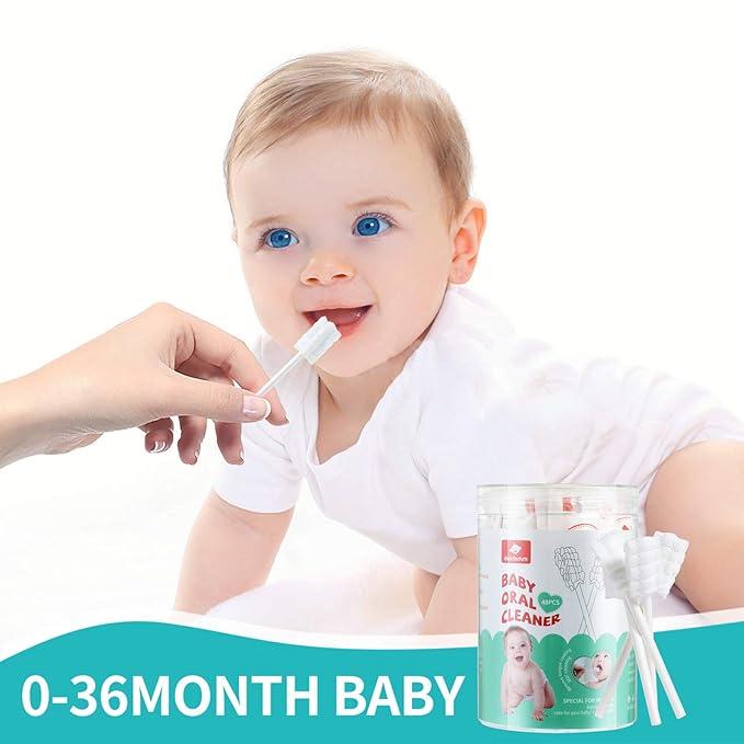 dearlomum Baby Tongue Cleaner, Newborn Toothbrush, 96PCS Disposable Infant Toothbrushes, Gauze Gum Cleaner Toothbrush Baby Oral Cleaning Stick Dental Care for 0-36 Months