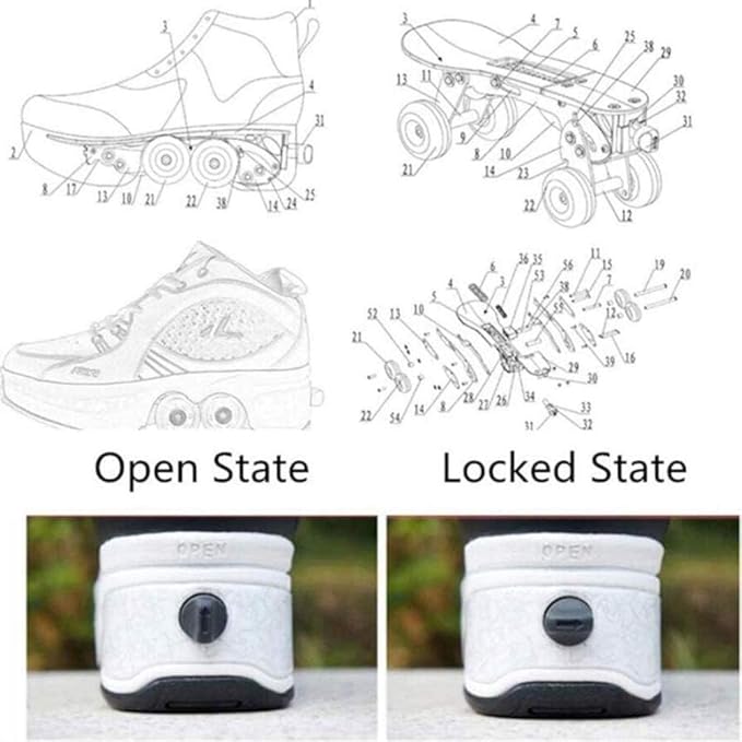 Double-Row Deform Wheel Automatic Walking Shoes Invisible Deformation Roller Skate 2 in 1 Removable Pulley Skates Skating Parkour-StrideForce Fitness