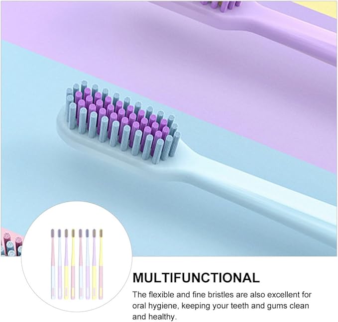 8Pcs Soft Bristle Toothbrush for Sensitive Gums Flexible Small Head Gum Care Toothbrushes in Pastel Colors for Adults and Travel