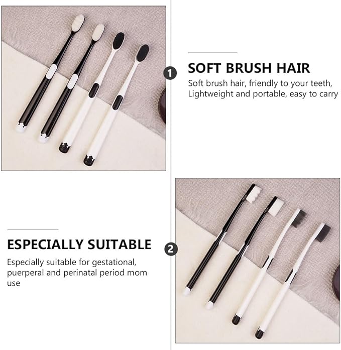 Wavy Soft Bristle Toothbrush 4pcs for Adults and Pregnant Women, Postpartum Oral Care Tool with Thousands of Bristles, Mild Teeth Cleaning for Sensitive Gums Random Style