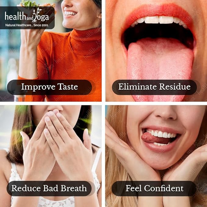 HealthAndYoga™ qLoop Copper Tongue Cleaner - Easy One Hand Use - Larger Surface Coverage - Ayurvedic Copper Health for Fresh Breath and Total Oral Hygiene (Set of 2)