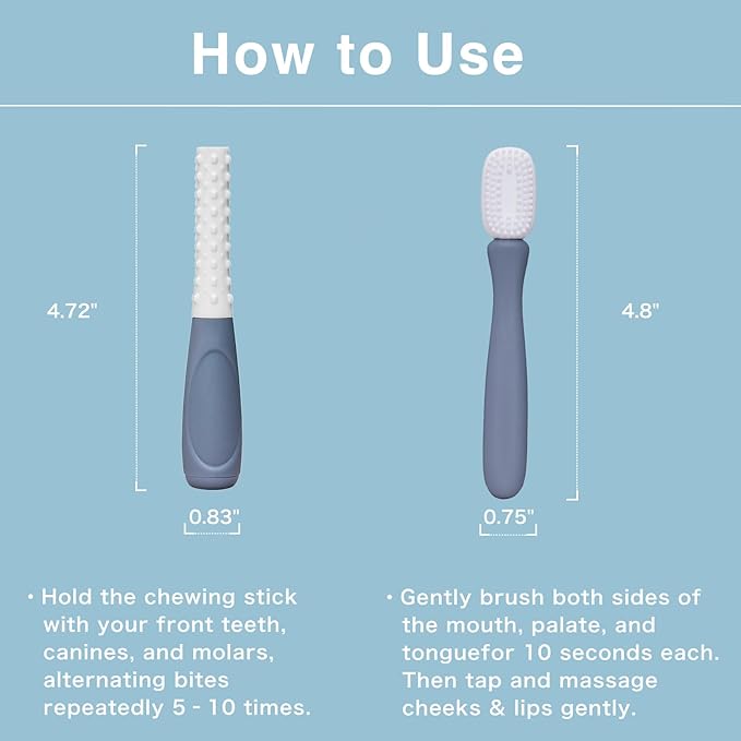 INUSO 2 Oral Sensory Tools Set - Jaw Exerciser, Sensory Brushes, Gum Massager for Promotes Tongue and Jaw Flexibility for Rehabilitation and Daily Care (Grey)