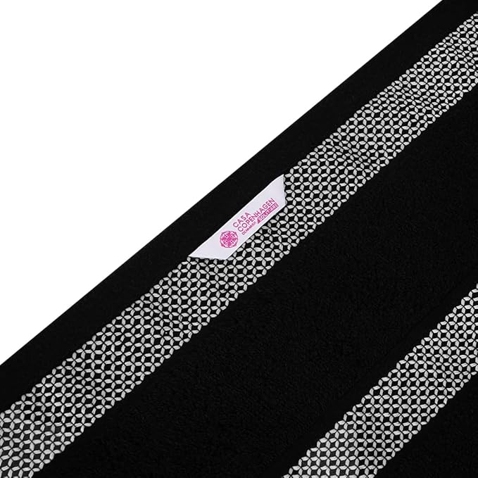 CASA COPENHAGEN Solitaire Towels, 4 Pieces Bath Towel Set- Black, 600 GSM Designed in Denmark Made of Soft Egyptian Cotton for Bathroom, Kitchen & Shower-StrideForce Fitness