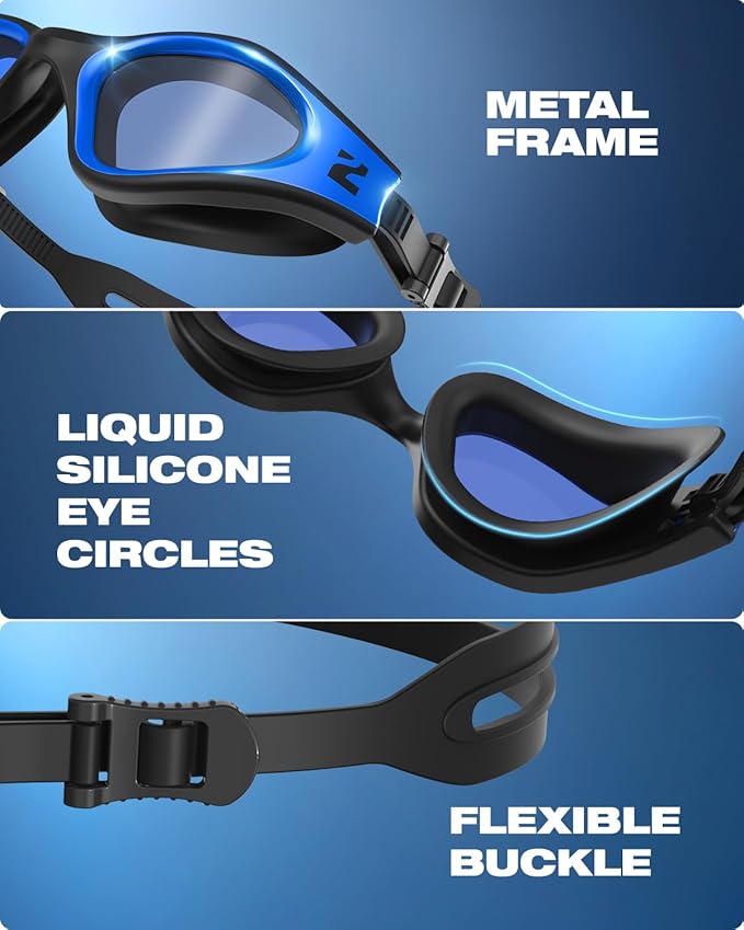 ZIONOR G1 Nava Super Anti-Fog Unisex Swim Goggles Mirror/Bright Smoke Lens-StrideForce Fitness