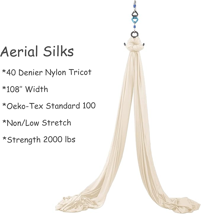 Aerial Silks Yoga Swing Set - 9/11 Yards Aerial Yoga Hammock Kit Anti-Gravity Flying for Fitness, Low/Non Stretch Nylon Tricot Fabric Hardware Included for Dance-StrideForce Fitness