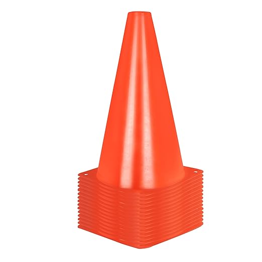 Alyoen 9 inch Orange Traffic Cones, Plastic Sport Cones, Soccer Training Cones for Outdoor Activity & Festive Events (Sets of 10/15/ 20)-StrideForce Fitness
