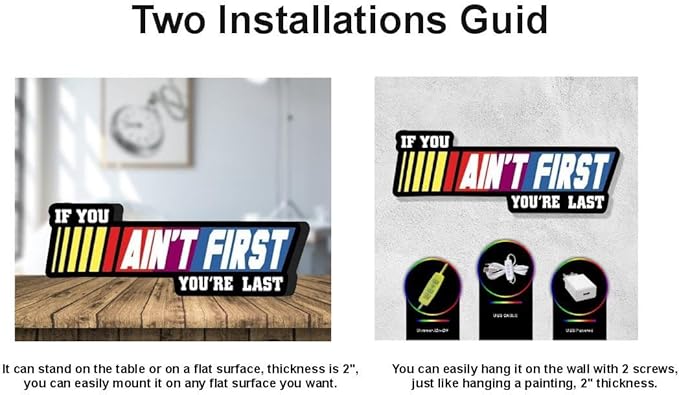 NEONSIGN If You Ain't First You Are Last LED Neon Sign Gym Motivation Lightbox Fitness Wall Decor with USB Powered Dimmable for Gym Home Fitness Decoration (12x4.5 inches)-StrideForce Fitness