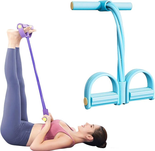 2025 Upgrade Multifunction Tension Rope or Exercise Sit Up Exercise Equipment,Pedal Ankle Puller,Bands-6 Tube Pedal Ankle Puller for Women Men-StrideForce Fitness