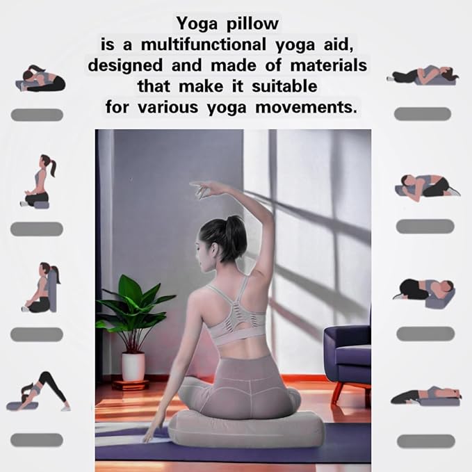 NGT new guide steps Yoga Bolster Pillow for Meditation and Support - Rectangular Yoga Cushion Foam Wedges Washable Suede Pillowcase for Men and Women with Carry Handles.…-StrideForce Fitness