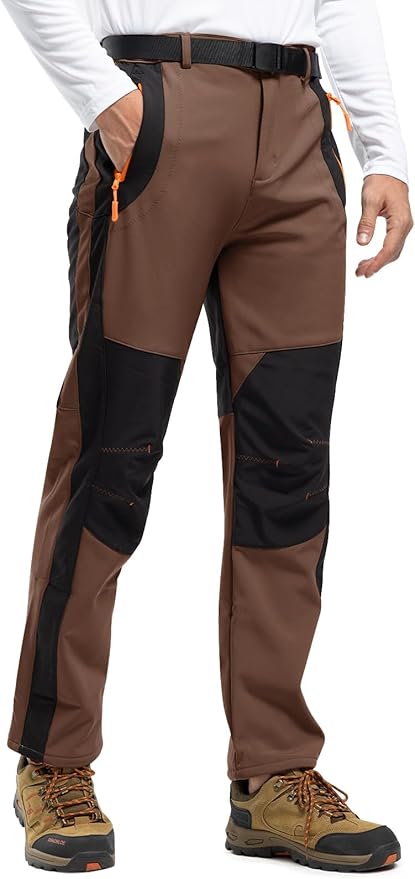 Rdruko Men's Snow Ski Pants Waterproof Insulated Winter Outdoor Snowboard Hiking Fleece Pants with Belt-StrideForce Fitness