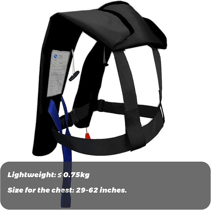 Manual Inflatable Life Jacket|Life Vest for Adults|PFD Low Profile|Supports up to 330 lbs(YSH700)-StrideForce Fitness