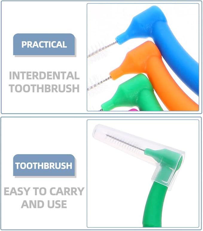 30pcs Interdental Brushes Tooth Cleaning Toothbrush L-Shaped Manual Brush for Braces Orthodontic Care Set for Home Oral Hygiene