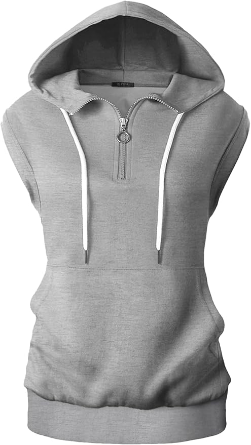 GIVON Women's Lightweight Hooded Vest Sleeveless 1/4 Zip Pullover Casual Hoodie Sweatshirt with Pockets