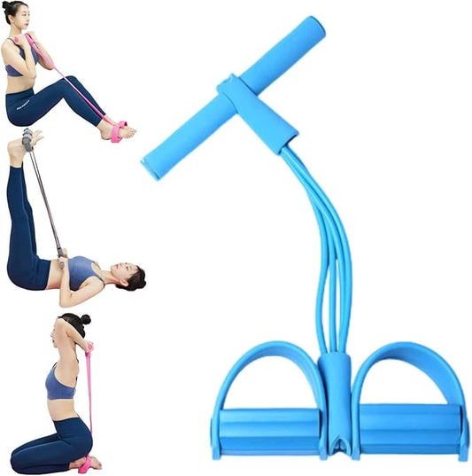 21 Fitness Resistance Bands - 4 Tube Pedal Ankle Puller, Yoga Handle Bands Exerciser Multifunction Trainer Tension Rope for Body, Abdomen, Waist, Arm, Tummy Exercise Stretching Training ( Color : Blue-StrideForce Fitness