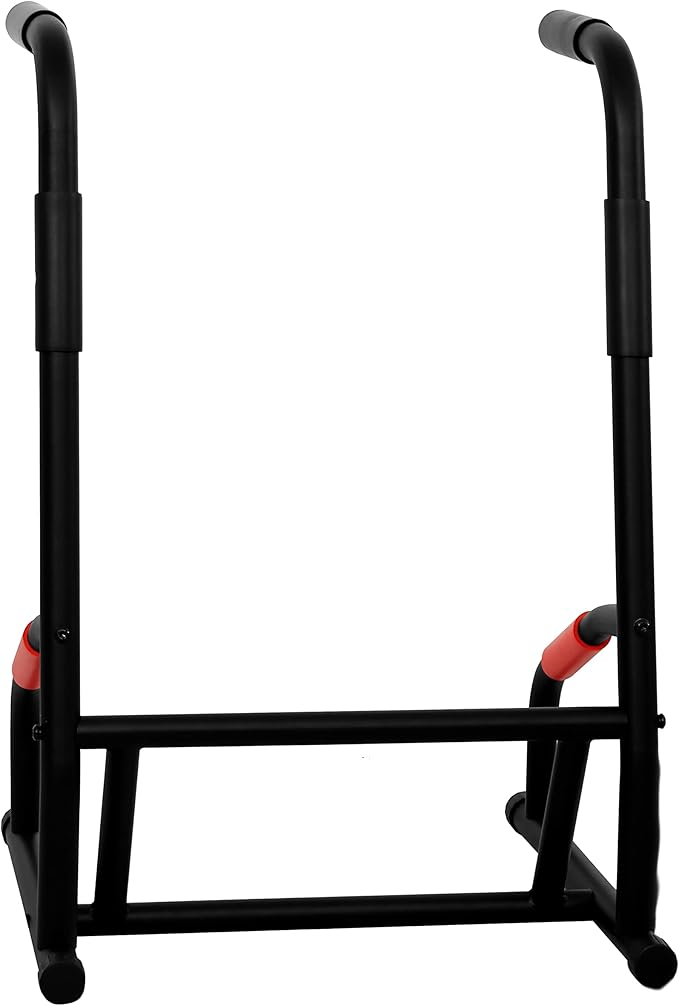 Sunny Health & Fitness Power Tower, Dip Bar, Push-Up & Pull Up Assisting Parallette Station w Optional Rock Climbing Grip Trainer-StrideForce Fitness