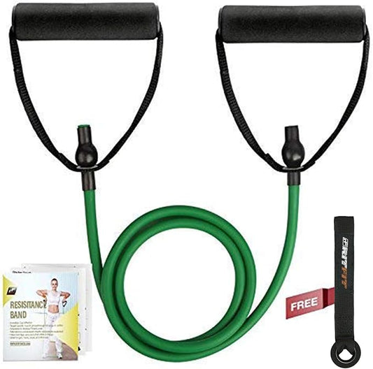 RitFit Single Resistance Exercise Band with Comfortable Handles - Ideal for Physical Therapy, Strength Training, Muscle Toning - Door Anchor and Starter Guide Included-StrideForce Fitness