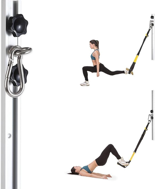 Resistance Band Wall Anchor,Gym Resistance Bands,djustable Workout Wall Anchor System,for Resistance Band Exercises,with 2 Rail and 2 Rail Car,Easy Installation(double set,No Resistance Bands)-StrideForce Fitness