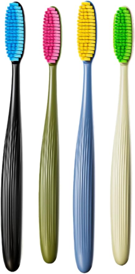 Extra Soft toothbrushes for Adults,Suitable for Sensitive Teeth and People with periodontal Disease,Big and Long Toothbrush Head. 4 Count (Pack of 1)