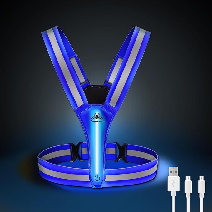 LED Reflective Vest Safety Gear, Light Up Vest for Night Walking Cycling, High Visibility Running Vest with Reflective Strips-StrideForce Fitness