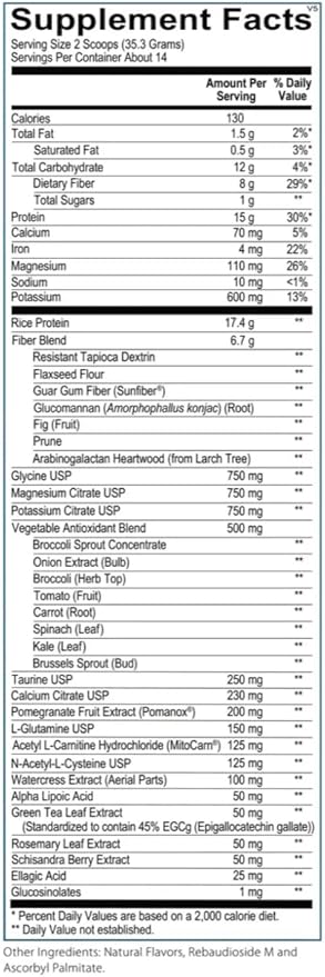 Rooted Detox | Phase II & III Liver Cleanse Powder with Brown Rice Protein Fiber & Alkalinizing Phytonutrients | Sugar Free | 17.43 oz-StrideForce Fitness