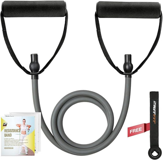 RitFit Single Resistance Exercise Band with Comfortable Handles - Ideal for Physical Therapy, Strength Training, Muscle Toning - Door Anchor and Starter Guide Included-StrideForce Fitness