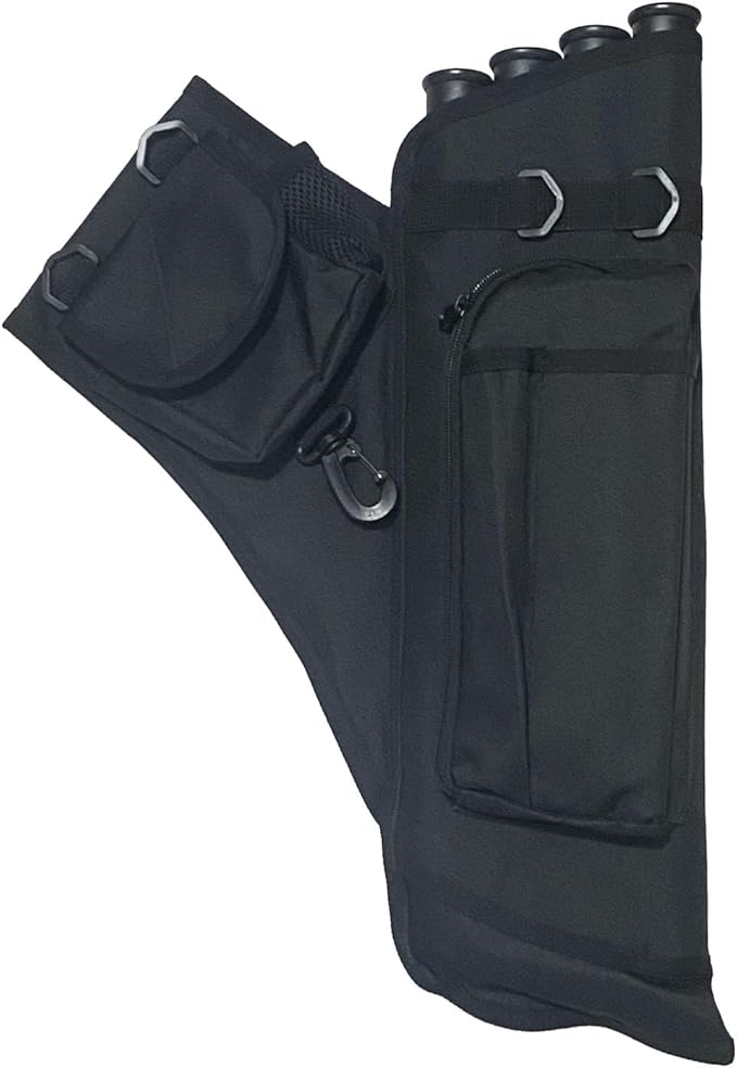 Archery Hip Quiver for Arrows with 4 Arrow Tubes Arrow Holder, Pockets for Accessories and Waist Belt-StrideForce Fitness