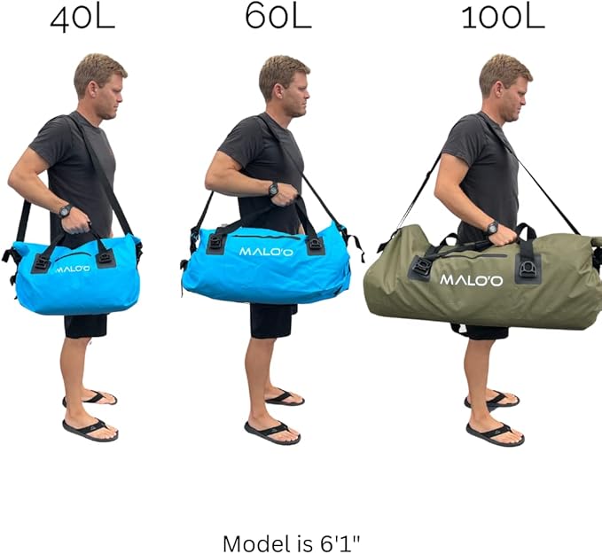 Malo'o Waterproof Dry Bag Duffel 40L/60L/100L, Roll Top Duffel Keeps Gear Dry for Kayaking, Rafting, Boating, Swimming, Camping, Hiking, Beach, Fishing - Internal & External Pockets and Molle Loops-StrideForce Fitness