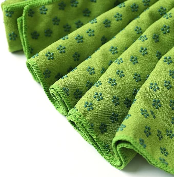 IBL-Yoga Towel, Hot Yoga Mat Towel - Sweat Absorbing Non-Slip for Hot Yoga, Pilates and Workout, 24x72 inches with Grip Dots (Green)-StrideForce Fitness