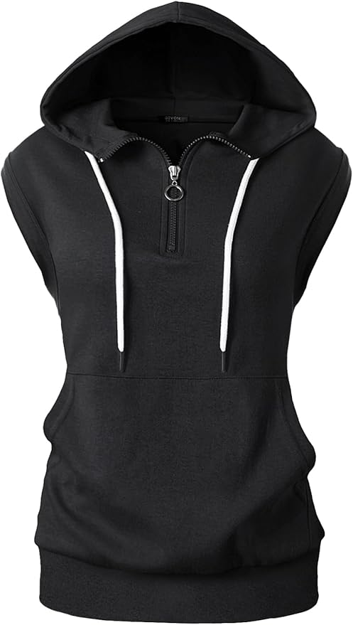 GIVON Women's Lightweight Hooded Vest Sleeveless 1/4 Zip Pullover Casual Hoodie Sweatshirt with Pockets