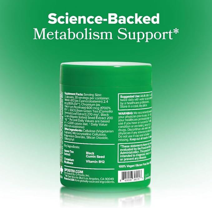 O Positiv Moto Women's Metabolism Support - Energy, Curb Cravings, Healthy Metabolism - Vegan Capsules, 30 Servings-StrideForce Fitness