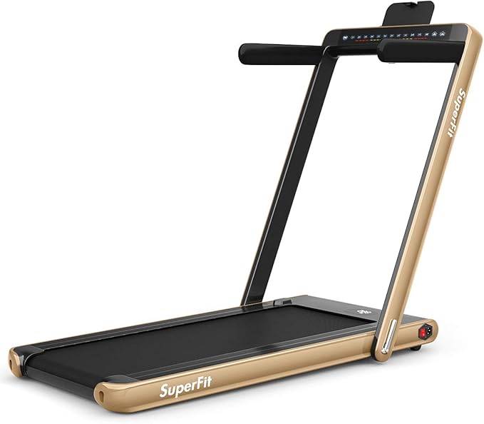 GYMAX Walking Pad, 2.25HP Dual Display Foldable Treadmill for Home with Remote/Smart App Control, Portable Compact Treadmill for Office Under Desk, Folding Running Machine for Small Spaces-StrideForce Fitness