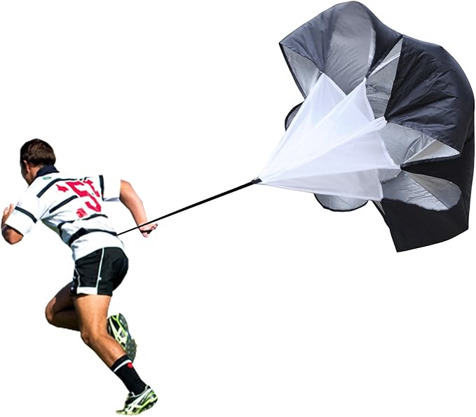 GSi 56" Chute Running Parachute Resistance Trainer for Kids Adults improving Power Speed Sprint Fitness Agility Stamina for Basketball Soccer Rugby Accessories American Football Training Equipment-StrideForce Fitness