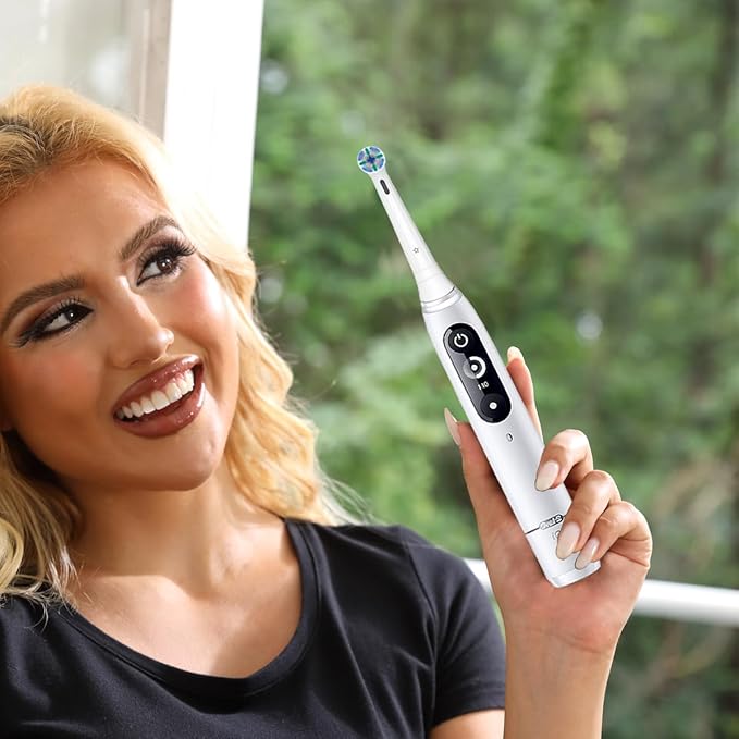 8 Pack Replacement Heads Compatible with Oral B iO Toothbrushes, Brush Heads for Oral-B iO 2/3/4/5/6/7/8/9/10/7G Series, with Covers, White