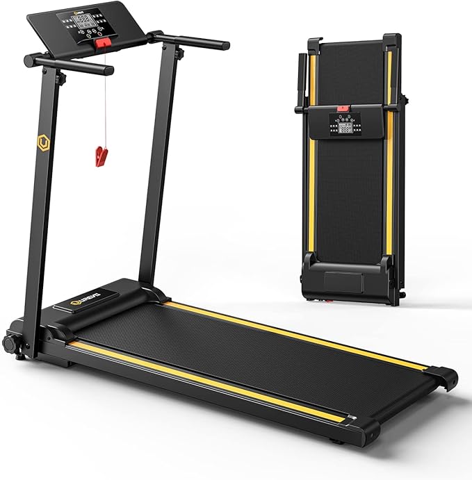 UREVO Treadmill with Desk Workstation, Walking Pad Treadmills for Home Office, Under Desk Compact Design Treadmill with HIIT Programs, Remote Control, LED Display-StrideForce Fitness