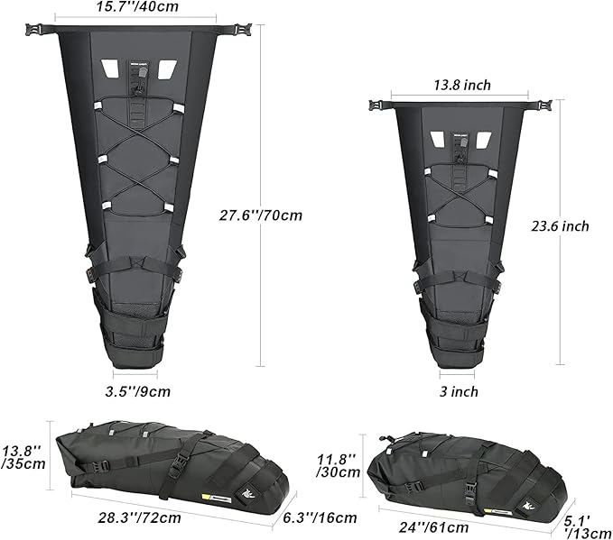 Rhinowalk Waterproof Bike Saddle Bag 10L - Under Seat Storage for Mountain Road Biking and Commuting Trips-StrideForce Fitness