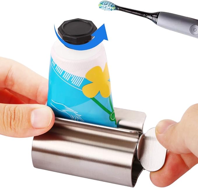 Toothpaste Squeezer - Metal Tube Squeezer Stainless Steel Tube Wringer UDQYQ Toothpaste seat Holder Stand (Silver)
