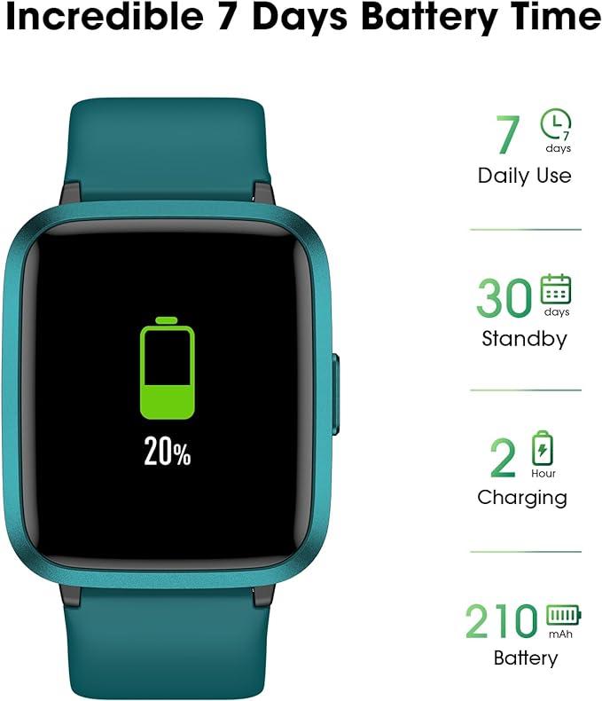Fitness Tracker Watch with Heart Rate Monitor 5ATM Waterproof