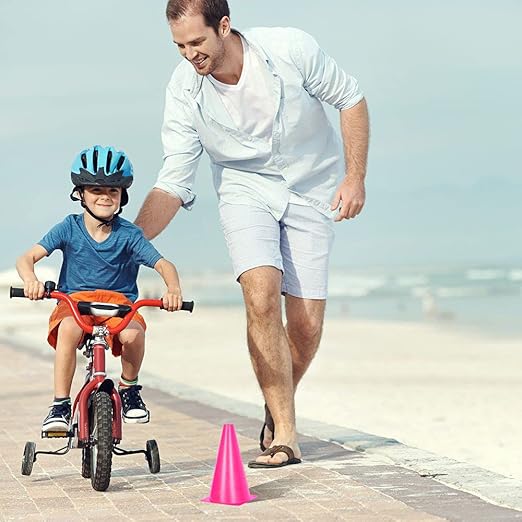 Alyoen 9 inch Traffic Cones, Plastic Sport Cones, Pink Soccer Training Cones for Outdoor Activity & Festive Events (Sets of 10/15/ 20)-StrideForce Fitness