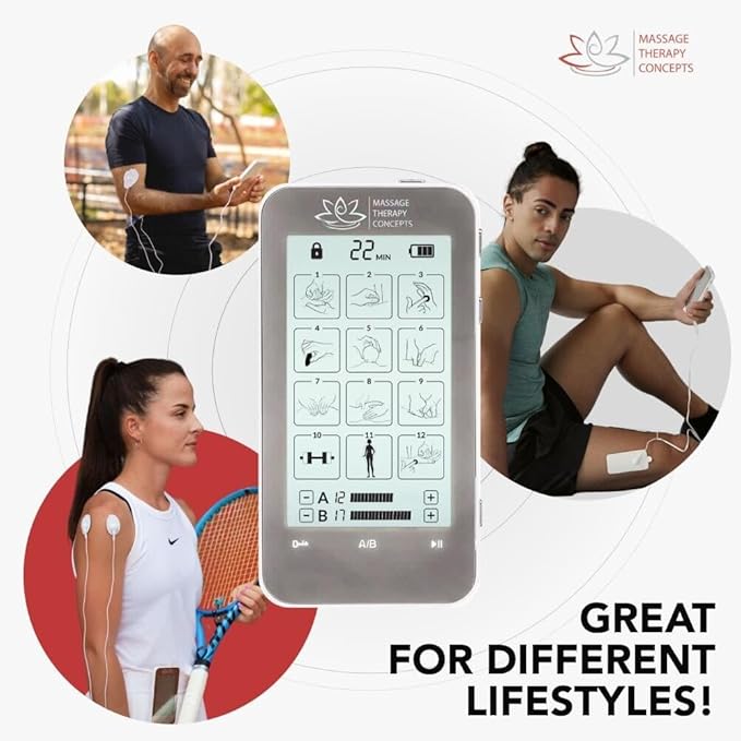 TENS Unit Muscle Stimulator - Non-Invasive EMS Therapy Machine for Neck, Shoulder & Back Pain Relief, Sciatica, Arthritis - Safe & Portable with 12 Modes & 20 Intensity Levels