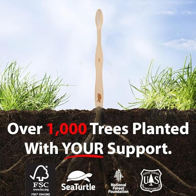 Sea Turtle Bundle Adult and Kids Toothbrushes, Plant-Based, Bristles Bamboo Toothbrush, Entire Family Bundle for Adults and Kids (4 Pack Each)