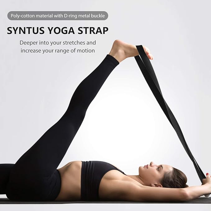 Syntus Yoga Block and Yoga Strap Set, 2 Soft Non-Slip Yoga Blocks 9×6×4 inches, 8FT Metal D-Ring Strap for Yoga, General Fitness, Pilates, Stretching and Toning-StrideForce Fitness