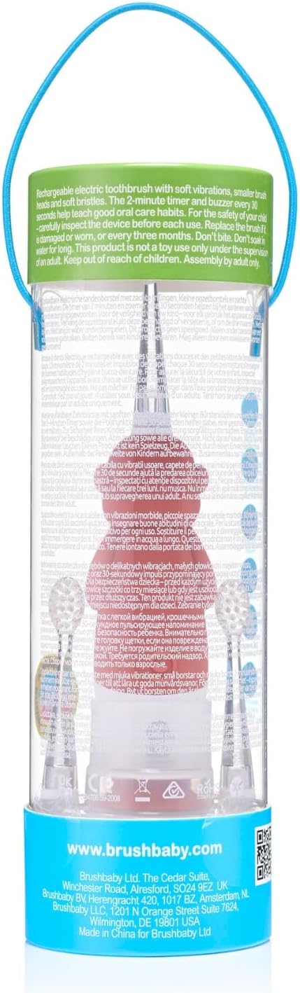 brush-baby WildOnes™ Rechargeable Kids Electric Toothbrush – Monkey | Flashing Lights, 2-Min Timer, Waterproof, 3 Brush Heads | Toddler & Child Toothbrush Ages 0-10 | Soft Bristles