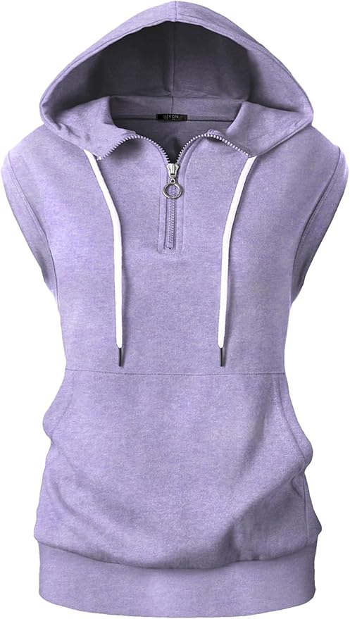 GIVON Women's Lightweight Hooded Vest Sleeveless 1/4 Zip Pullover Casual Hoodie Sweatshirt with Pockets