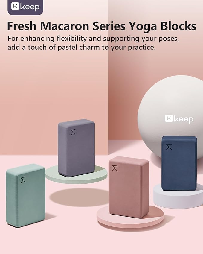 KEEP Yoga Block, High-Density EVA Foam 2 Pack Yoga Block with Non-Slip Textured Surface, Supportive, Lightweight - Ideal for Yoga, Pilates, and Stretching Exercises-StrideForce Fitness