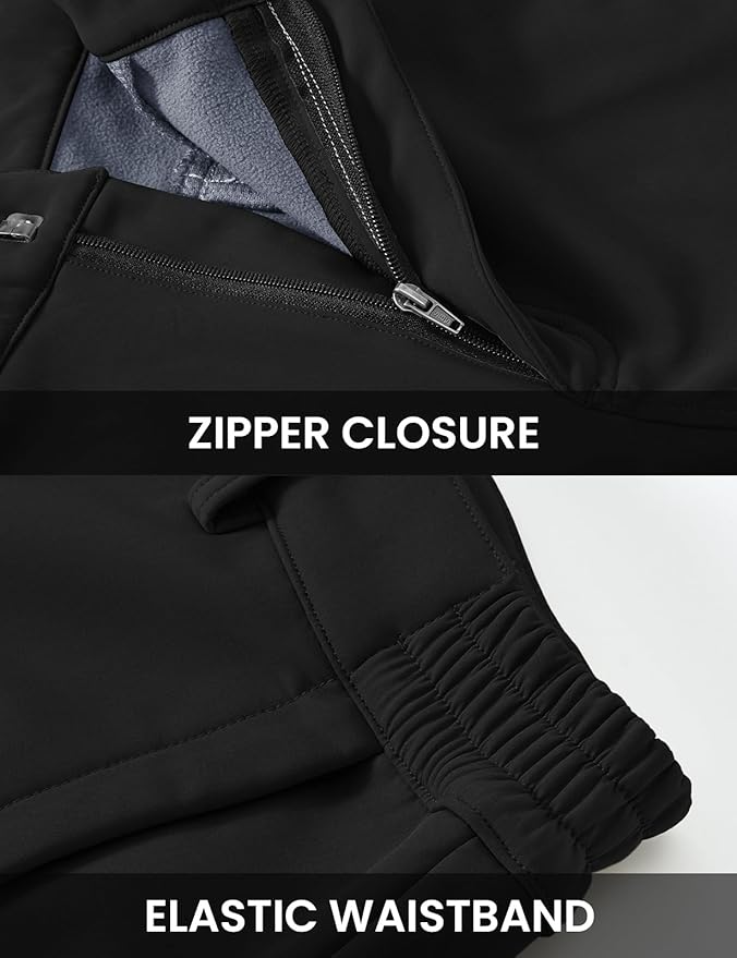 TBMPOY Men's Snow Ski Fleece Lined Hiking Pants Waterproof Winter Snowboard Warm Outdoor Insulated Pants Windproof