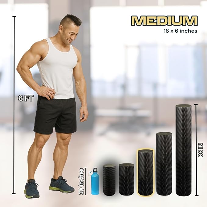 FitNation Foam Roller – High-Density Foam Muscle Roller – Textured Foam Rollers for Muscle Massage, Stretching, Pilates, Yoga-StrideForce Fitness
