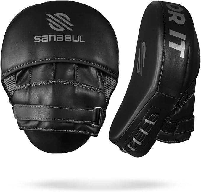 Sanabul Essential Curved Punching Mitts for Boxing, MMA Muay Thai Boxing Pads for Training, Punch Focus Mitts, Hand Pads Sparring Gear, Strike Shield-StrideForce Fitness