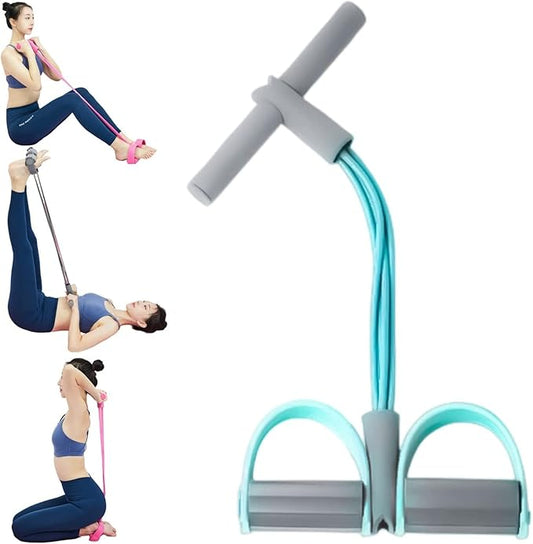 21 Fitness Resistance Bands - 4 Tube Pedal Ankle Puller, Yoga Handle Bands Exerciser Multifunction Trainer Tension Rope for Body, Abdomen, Waist, Arm, Tummy Exercise Stretching Training ( Color : Gray-StrideForce Fitness