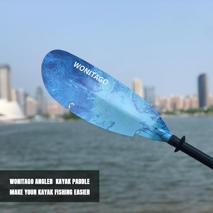 Angler Kayak Paddles Carbon Fiber Shaft and Plastic Blade, Floating Adjustable Fihsing Kayak Oars with Paddle Leash, 230-250cm/90-98 inch-StrideForce Fitness