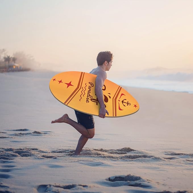 seething 35 Inch Skimboard with High Gloss Coat Wood Skim Board for Beginners,Kids, Teenagers, Adults and All Skimming-StrideForce Fitness